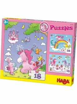 Spielzeug Haba 300299 3er Puzzle-Set - Einhorn Glitzerglück - 12/15/18 Teile Günstig Kaufen